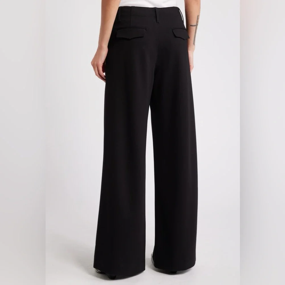 rag & bone Black Sofie High Waist Wide Leg Ponte Knit Trouser Pants 2 Two - Picture 2 of 12